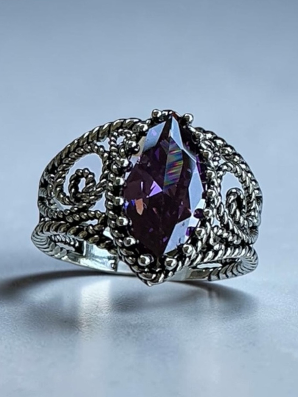 Evie Emma CZ Statement Ring Size 8 Purple Stone Giftable NWT